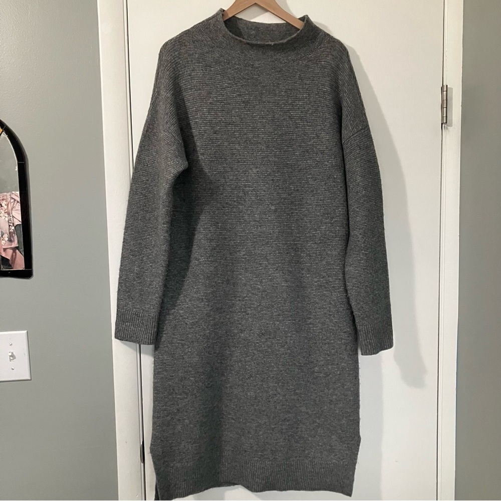 A New Day Grey Sweater Dress Mock Neck Size Large